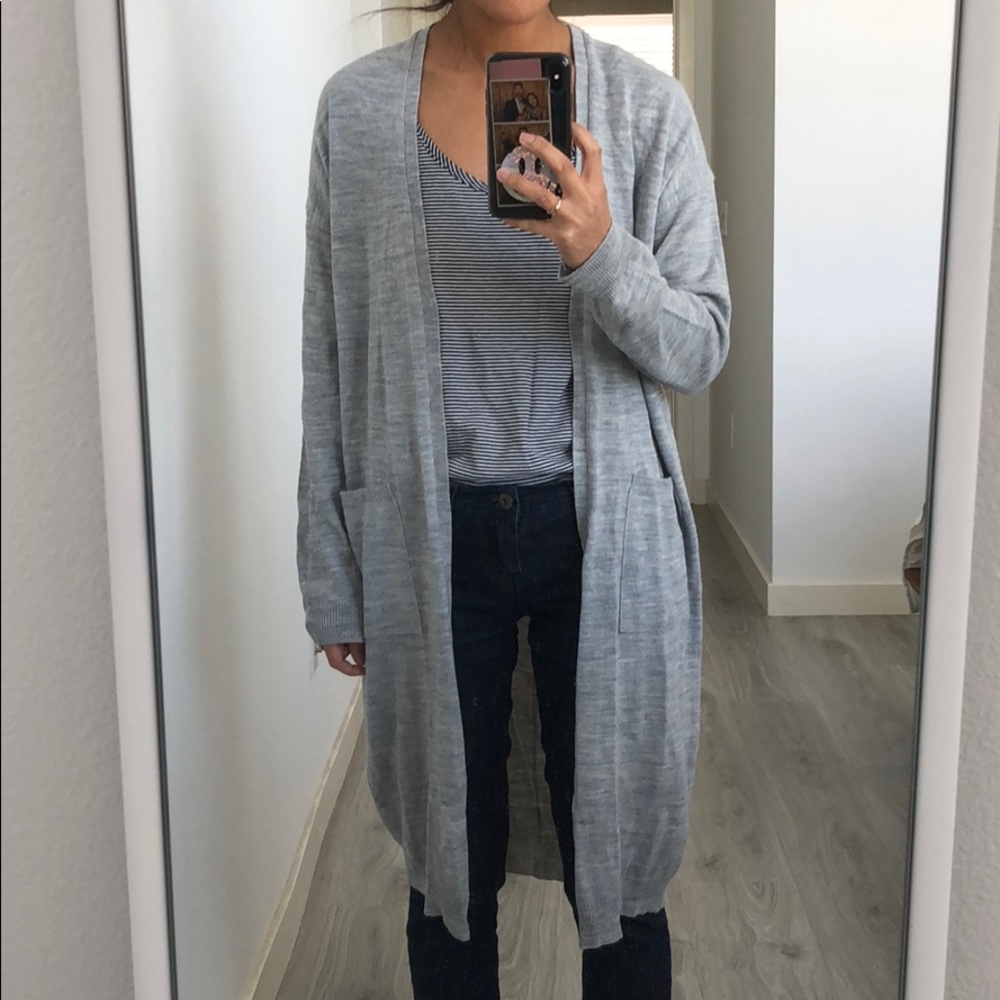 simple grey cardigan